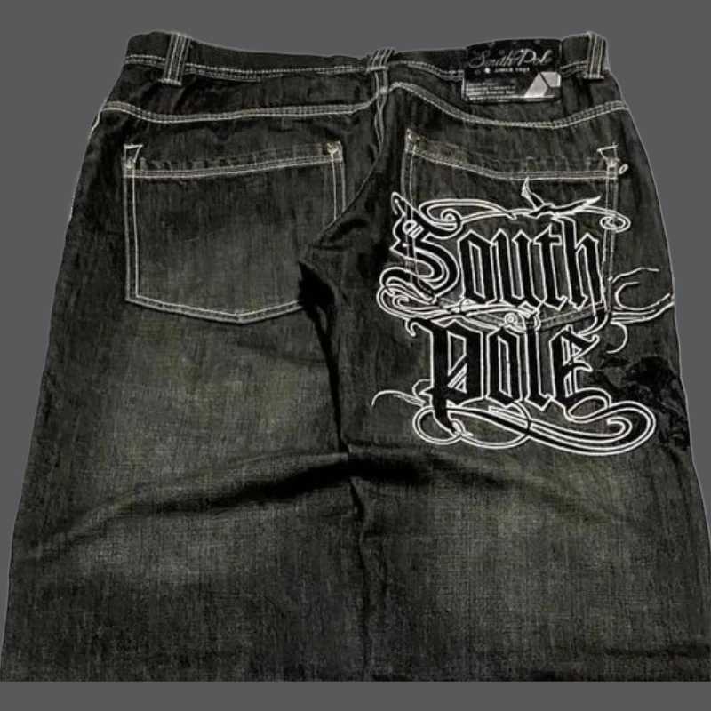 Y2K New South Pole jeans American retro Gothic graphic embroidered luggage jeans Harajuku mens hip-hop wide leg pants Strt Wear X250504