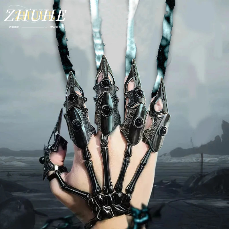 ZHUHE Skeleton Ghost Claw Open Ring Cyberpunk Style for Women Mens Jewelry Accessories Party Gifts 251113