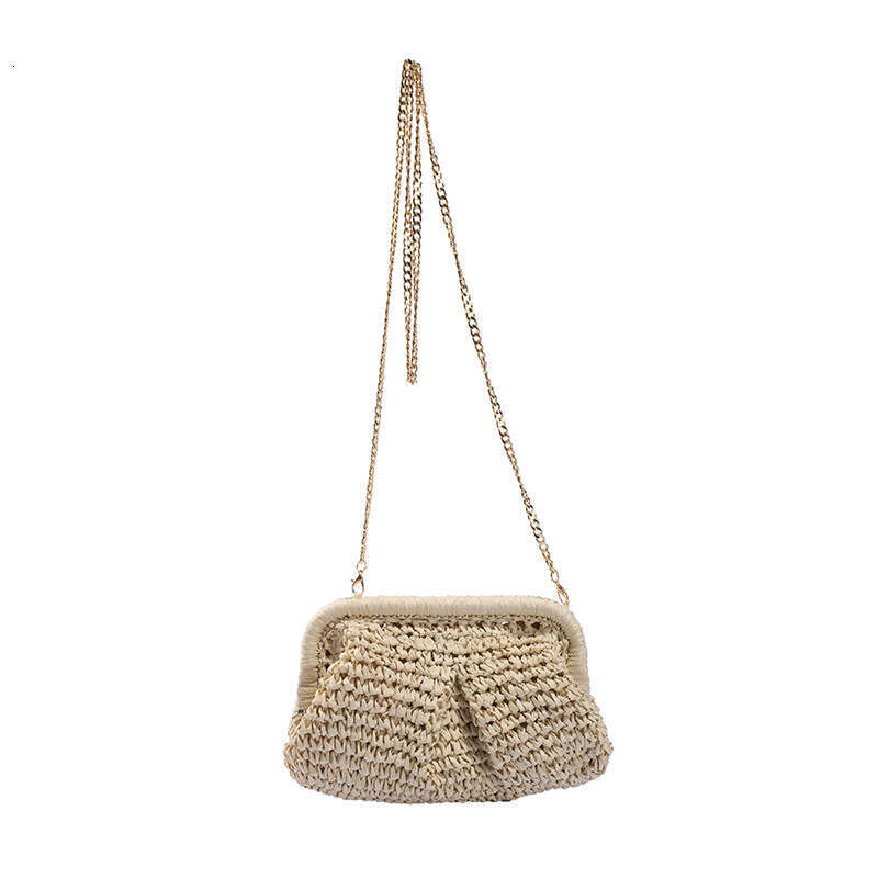 Handmade Beach Bag A Niche Design Forest Style Grass For Women's Spring And Summer 2024 New Fashionable Beach With Crossbody Woven Clip Bag Kq2