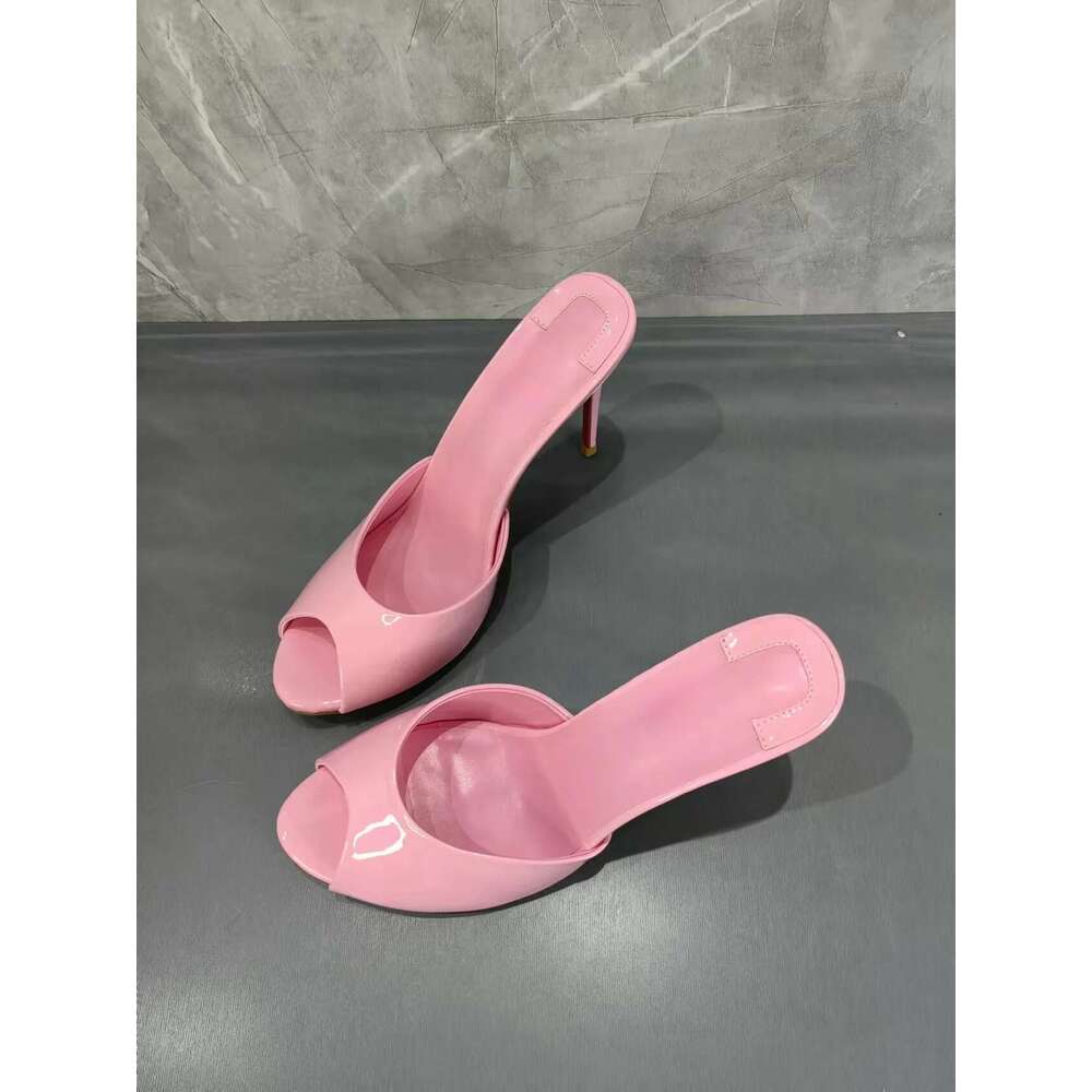 Spring 2025 New Pink Sweet Women High Heels Peep Toe Thin Sole Women's Slippers Slip On Casual And Comfortable Ladies Shoes