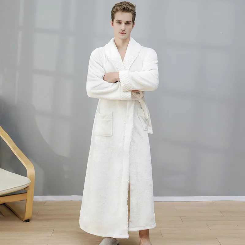 Mens Autumn and Winter Warm Long Coral Velvet Thick Couple Bathrobe Mens Pajamas Bathrobe Adult Bath Towel C251115