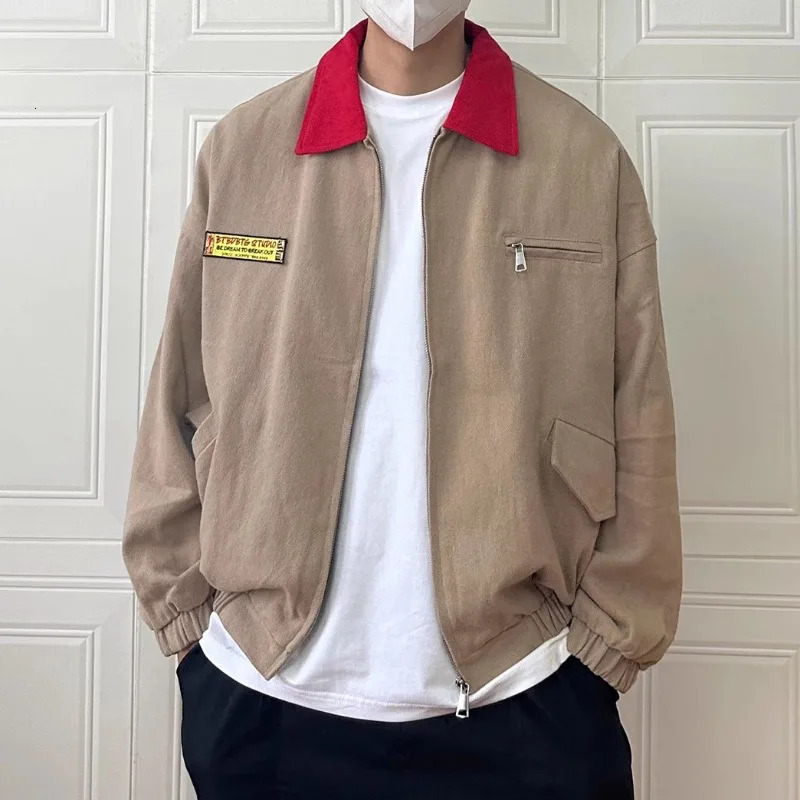 Retro purple spring jacket mens and womens bomber spring autumn loose Harajuku university jacket zipper street unisex hip-hop jacket 250415