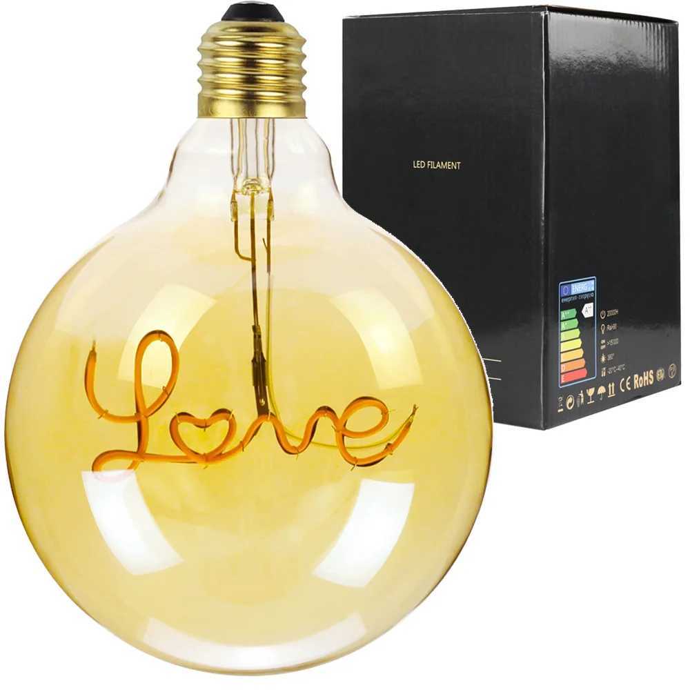 TIANFAN G125 LED Edison Bulb with Alphabet Love Home Dream E27 Screw Base Dimmable Amber 110v 220v for Decorative Lighting C251115