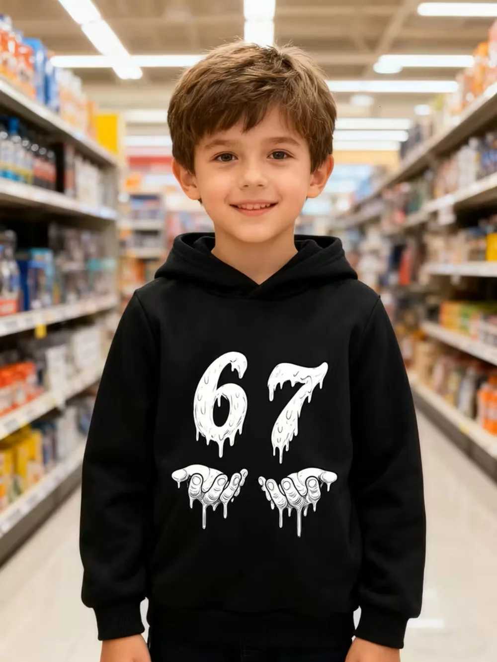 Bruh 67 Six Seven 6-7 Funny Brainrot Hoodies for Kids Chaotic Humor Y2k Game Saying Tee Fashion Boys Top CHIldrens ClothesW251115