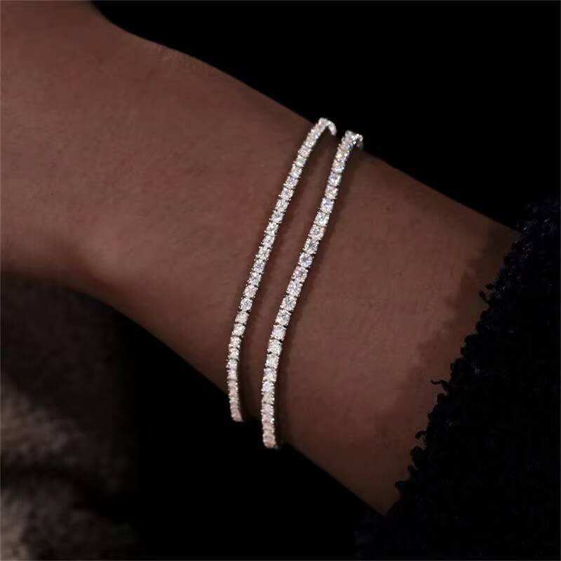 Dropshipping Pulsera 2mm 25mm 925 Sterling Silver Pass Diamond Test VVS Moissanite Chain Tennis Bracelet for Women Girls Friend