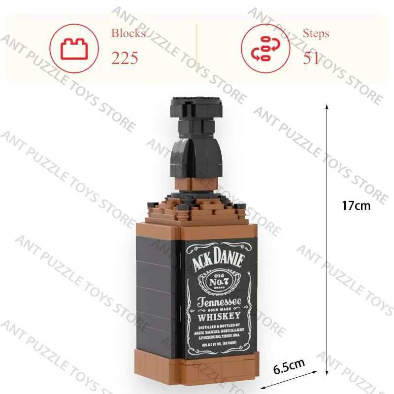 Building block whiskey bottle simulated grape wine bottle assembly building block creative building block decoration home decoration M250415