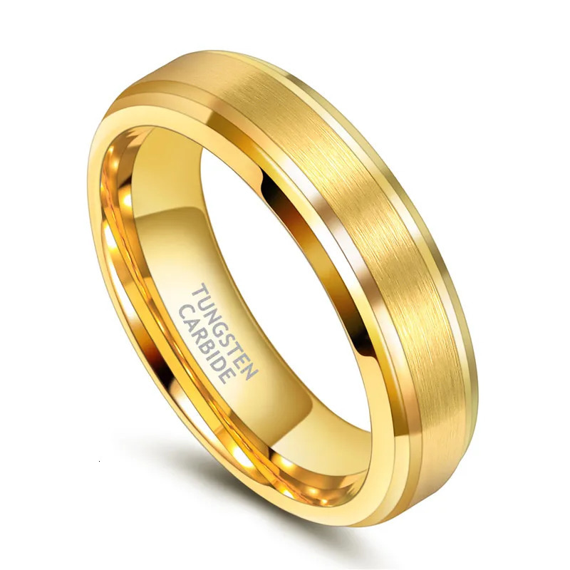 Somen Arrival Classic Men Ring Gold Color 6mm 8mm Width Tungsten Carbide Unisex Wedding Band Simple Ring Jewelry 250414