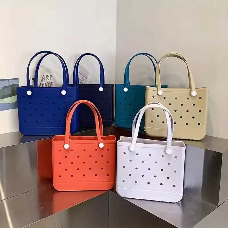 Beach bag Eva waterproof large capacity fashion brand multi-purpose storage bag womens solid candy colored handbag shoulder bag W250415