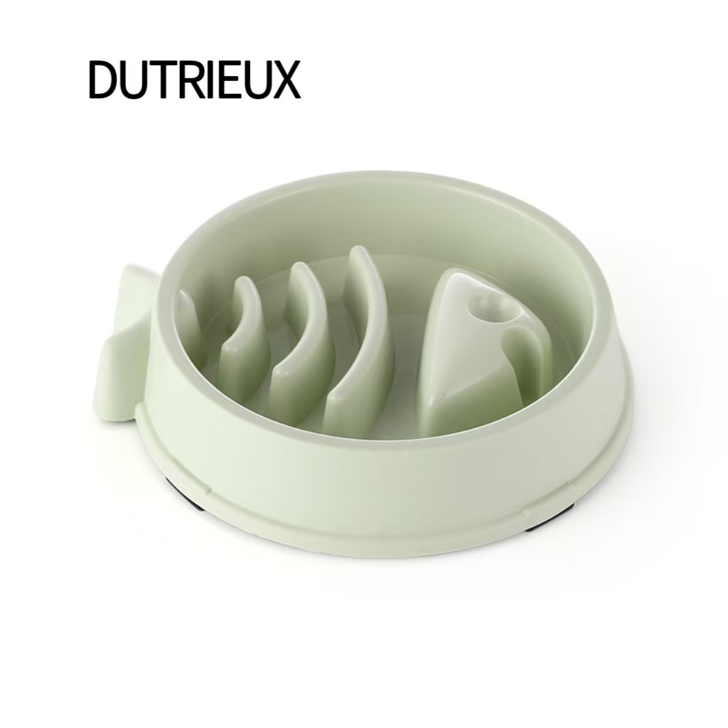 H1438 Affordable double pet bowl, one-piece plastic food bowl, non-slip design, suitable for both eating and drinking, perfect for cats and dogs.