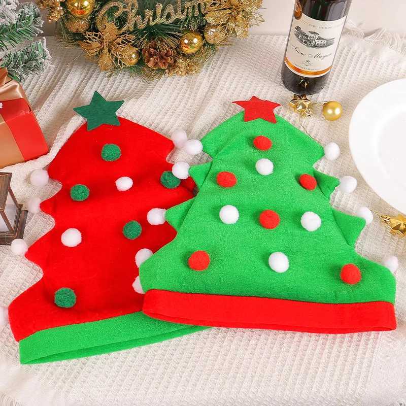 Christmas Hat Xmas Tree Shape Red Green Hat For Adults And Kids 2025 New Year Festive Party Noel Christmas Gift cap Decoration Y251115