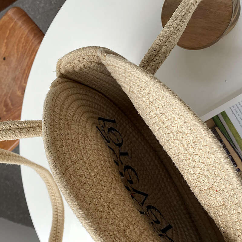 Handmade Beach Bag New Korean Version Niche Instagram Iuencer Shoulder Round Letter Grass Bag, Handmade Cotton Rope Woven Bag Kq2