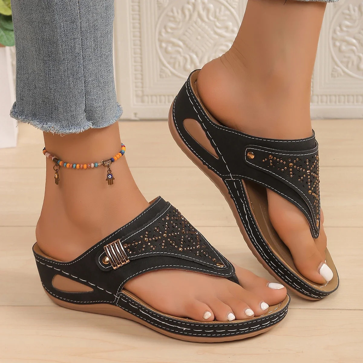Women Slippers Summer Clip Toe Slippers Wedge Platform Shoes Orthopedic Arch Support Sandals Beach Sexy Flip Flops Slides Women 250411