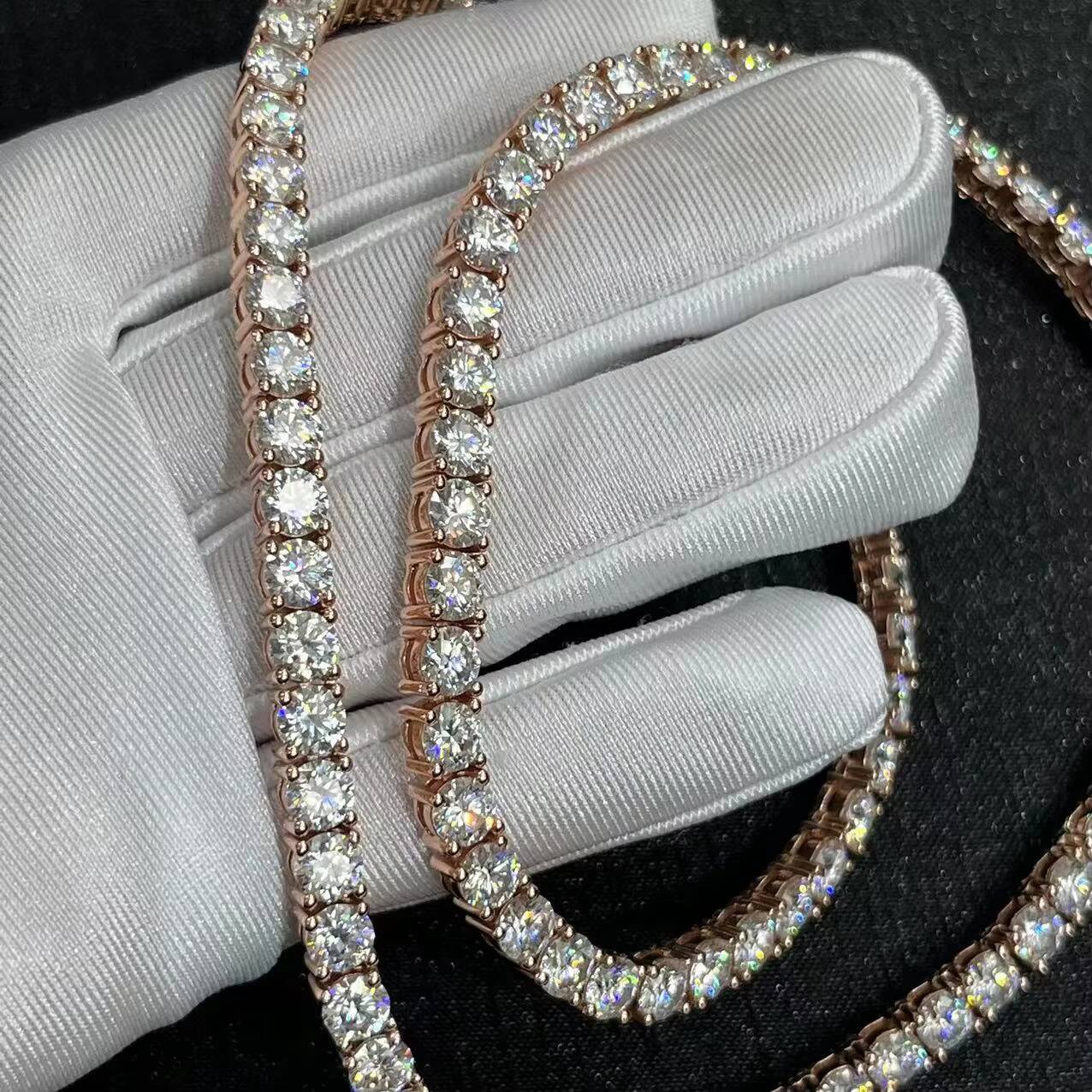 Fashion Hip Hop Tennis Chain 5mm 22 Inches Mens Necklace Moissanite Diamond Jewelry Chain