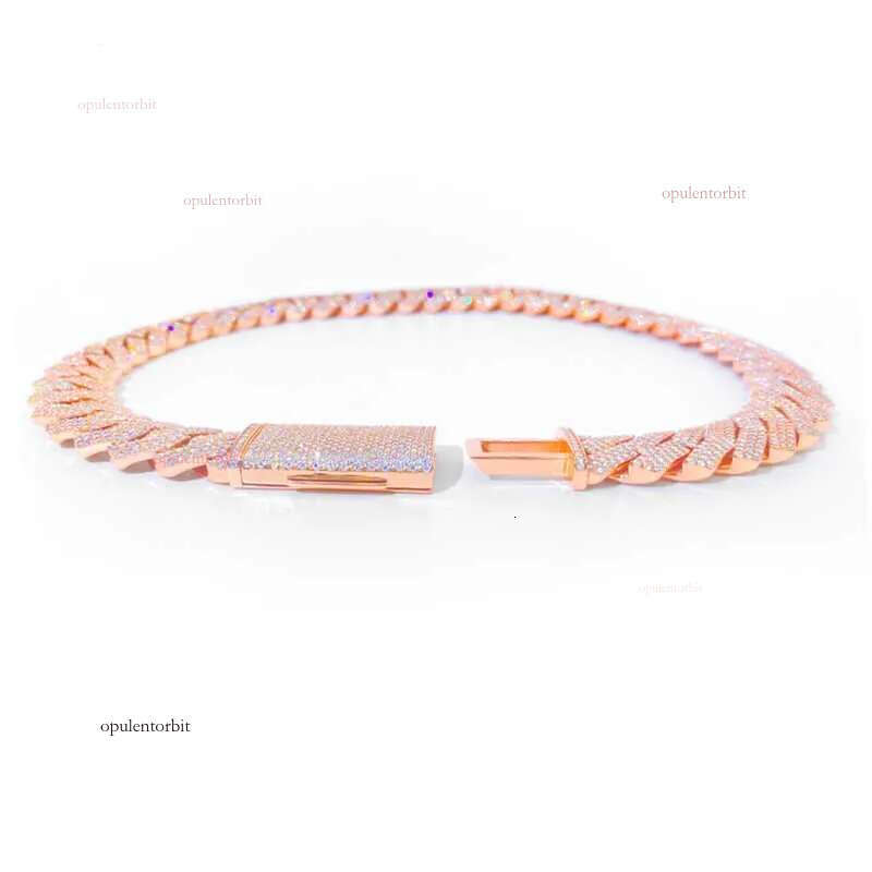 Elegant Men's Cuban Chain Necklace Featuring Real Moissanite Stones Secure Sterling Silver with Shiny Gold Overlay