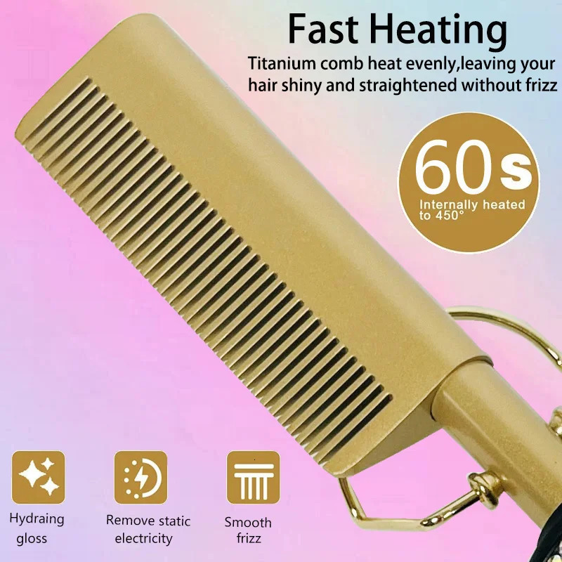 Comb Straight Curling Electric Comb for American African Hair pente quente peigne chauffant lisseur cheveux Styling Tools 250414