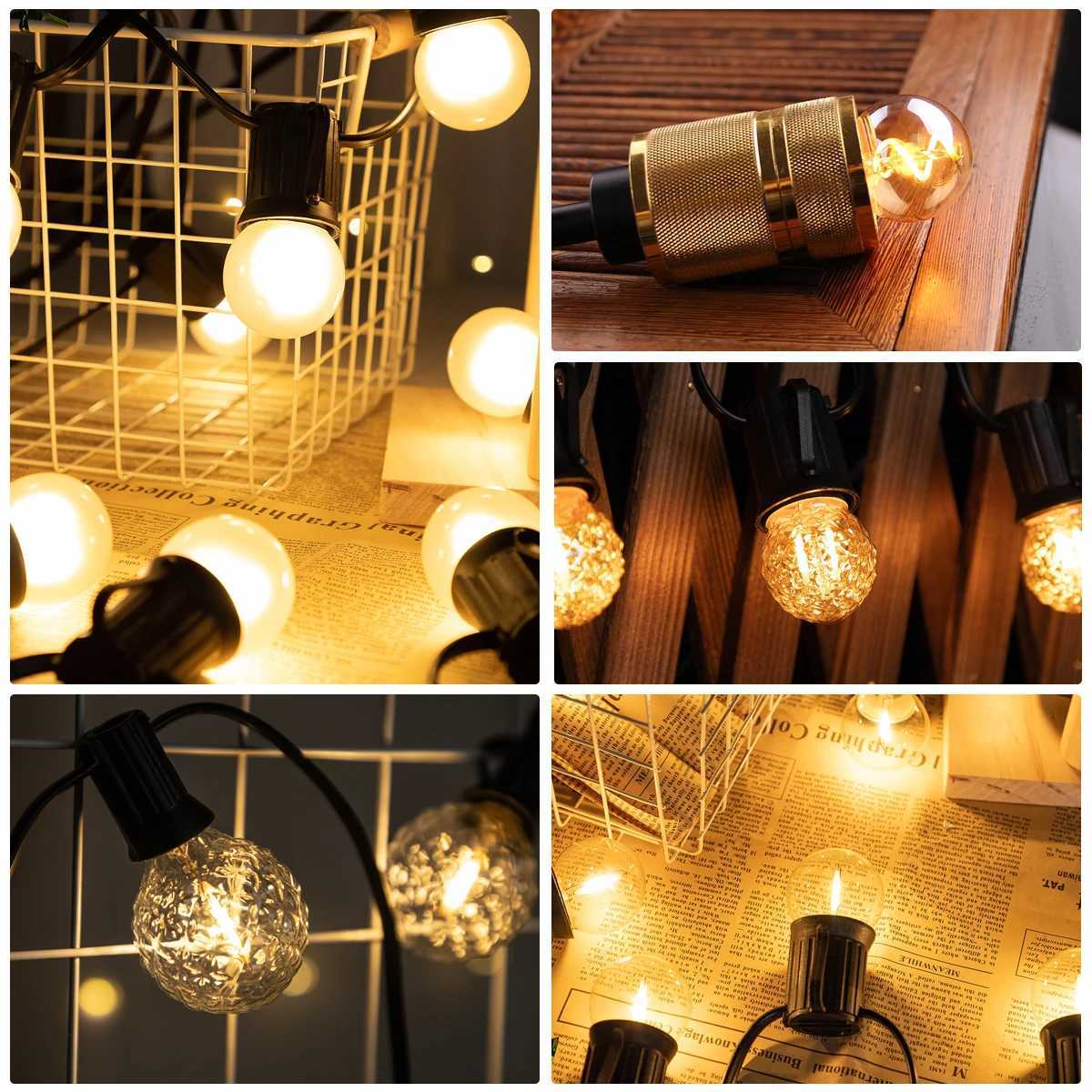 2Pcs Mini Globe G40 Led Bulbs E27 220V E14 E12 Warm White Dimmable Vintage Replaceable Pendant Garland Filament Lamp Decor Light C251115