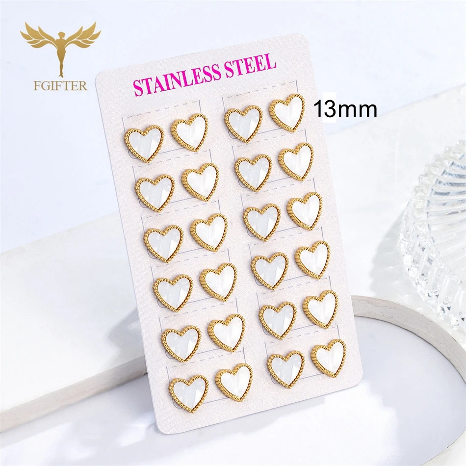 12 pairs of romantic heart-shaped statement stud earrings gold stainless steel jewelry earrings set for mom lover friend woman 250409