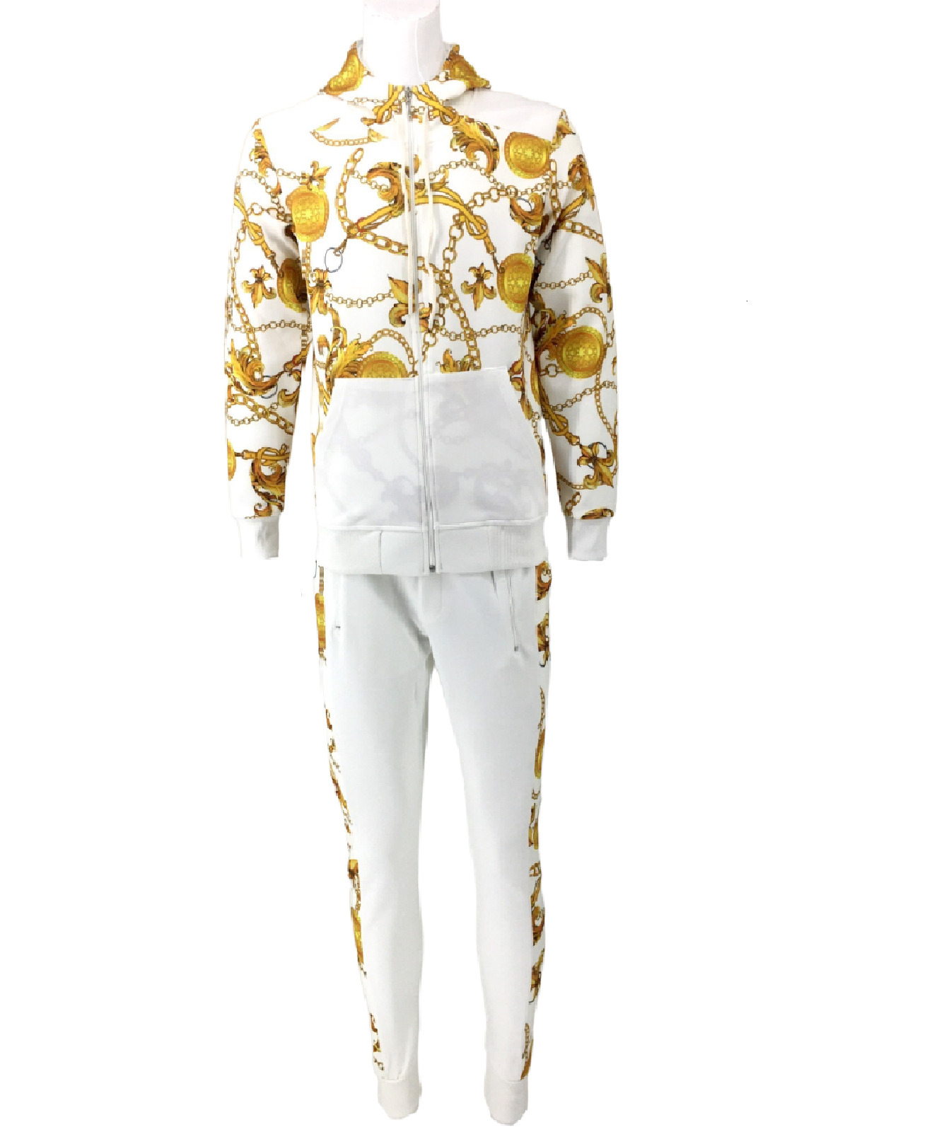 2-Pcs Tracksuit Mens Hoodie Sweatshirt & Jogger Pants Men's 3D Print Set Suits &