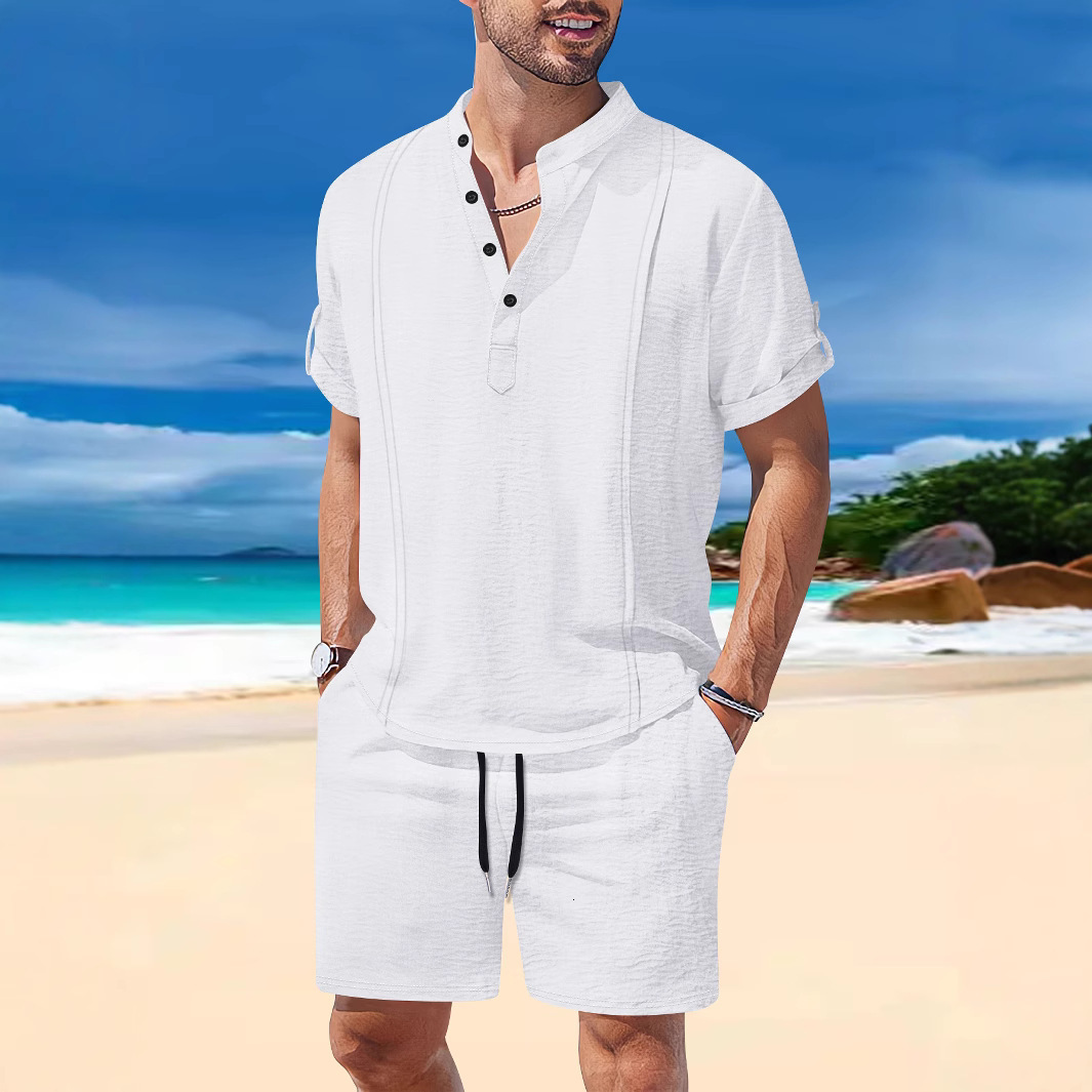 Summer new mens short sleeved T-shirt shorts casual mens sports suit
