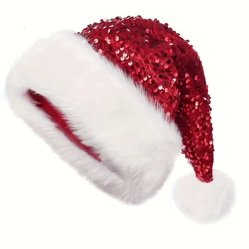 1pc Christmas Party Supplies Christmas Decor Atmosphere Hat Double-layer Rhinestone Hat Hai Pai Fleece Hat Adult Large Y251115