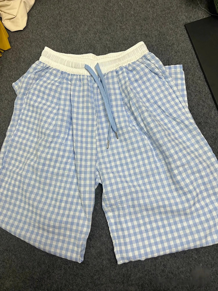 Womens casual loose straight leg flat pants Korean basic style elastic waist wide SpringSummer womens tight 250414Z