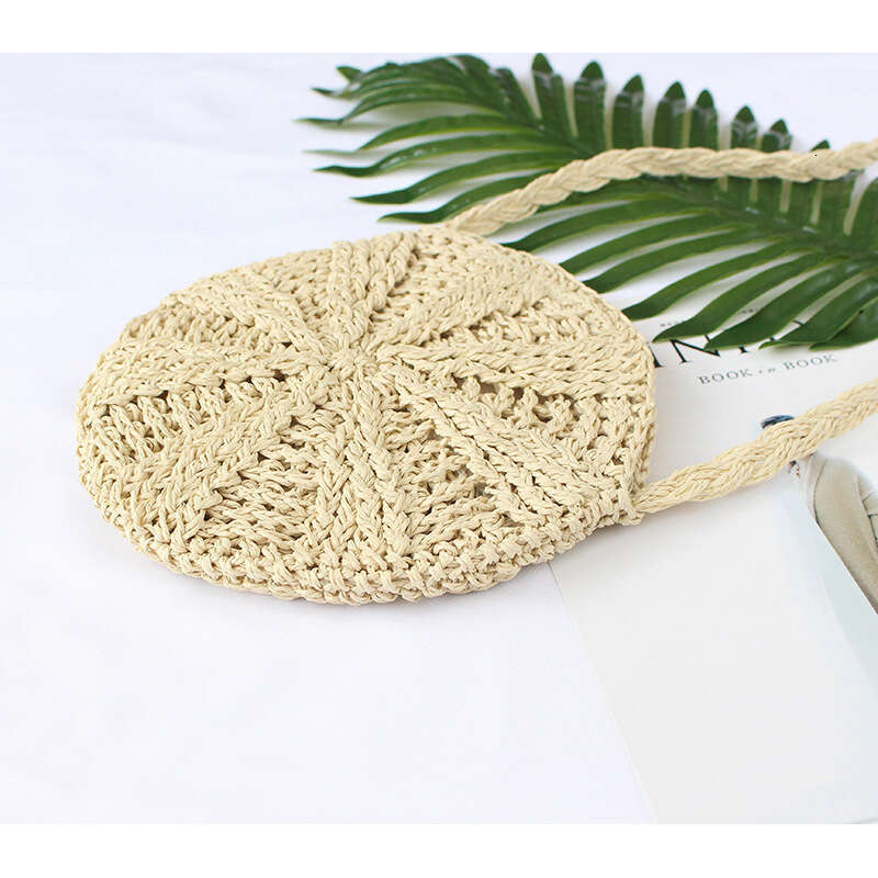 Handmade Beach Bag Straw Bag New Product, Single Shoulder Crossbody Beach Woven Round Small Bag, Japanese And Korean Women's Artistic Simplicity 