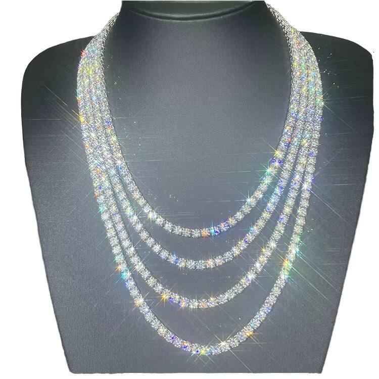 Yu Ying Free Fire Real 925 Silver Tennis Bracelet/Necklace Chain 2mm-65mm Wide Moissanite Diamond Jewelry Free Fire Moissanite