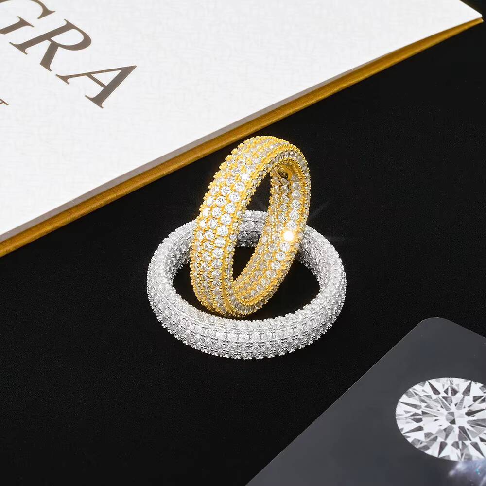 High-quality Wedding and Engagement Hip-hop Jewelry Zircon 925 Sterling Silver Rings Couple Rings for Men and Women