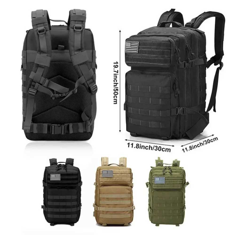 60L Army Military Tactical Backpack Mens Travel Large Capacity Rucksacks Men Waterproof Outdoor Sports Multi-functional BagsW251114