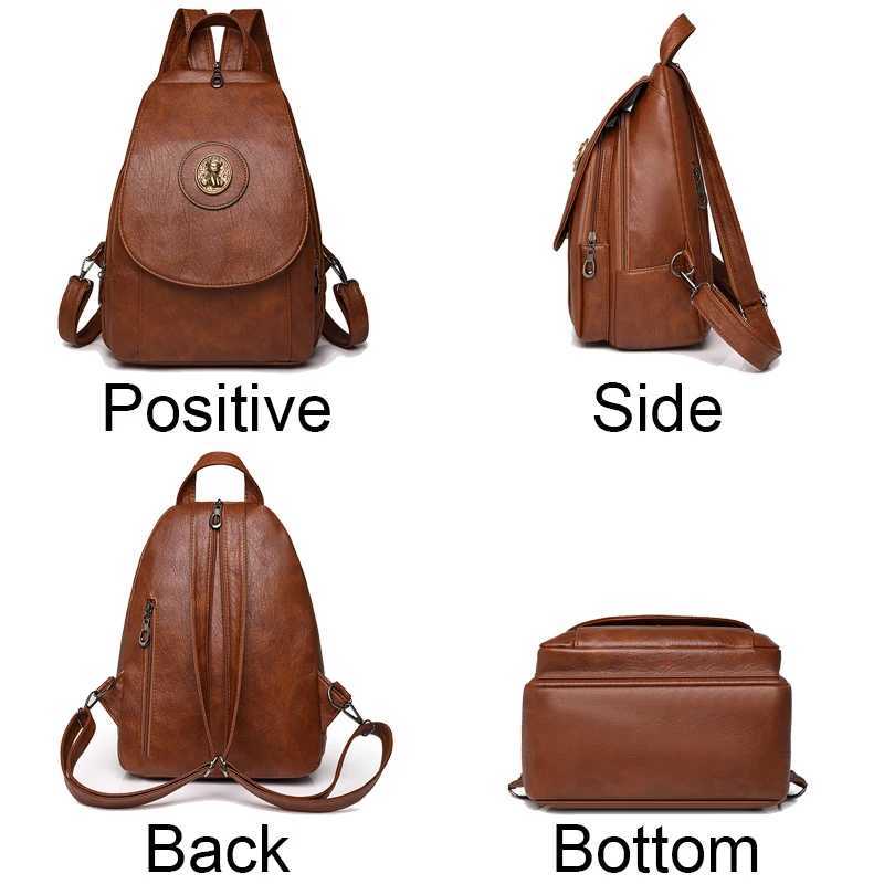 Women Anti theft Backpack High Quality Leather School Shoulder Bags For Teenage Girls Multifunction Backpack Ladies Chest BagW251114