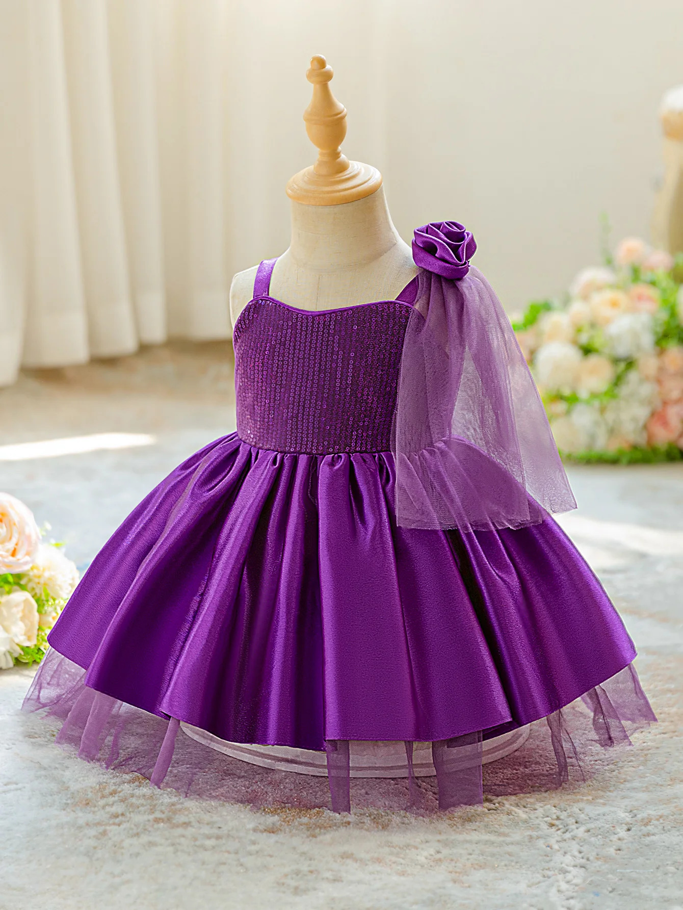 Elegant Flower Party Baby Girls Dress Toddler Tulle 1st Birthday Wedding Princess Prom Gown Fashion Gala Bridesmaid Girl Costume 250415