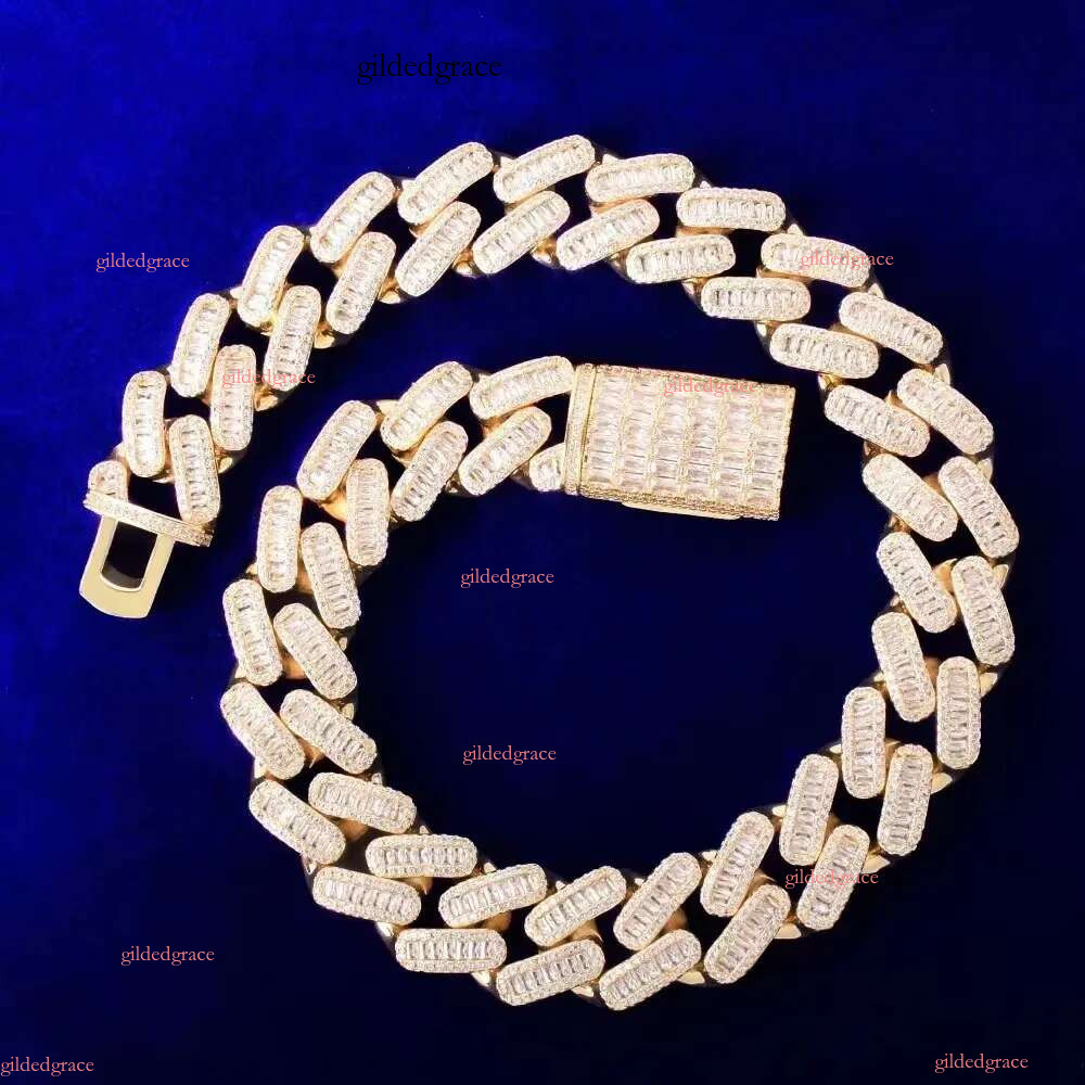 necklace moissanite chain Big Heavy Mens Necklace Sier Vvs Moissanite Baguette Dia Hip Hop Iced Out Cuban k Chain