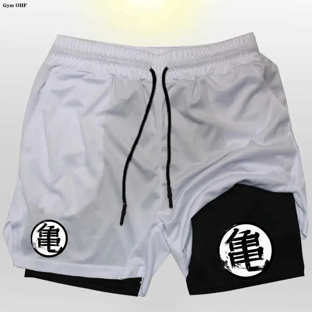 New Arrival Goku Anime Running Shorts Mens Fitness Gym Training 2-in-1 Sports Shorts Quick Drying Exercise Slow Running Double Layer Shorts Z250415