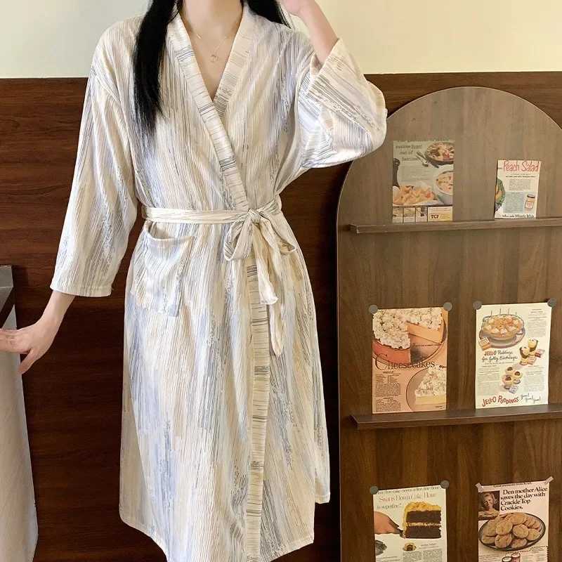 Robes Sexy Simple Casual Dressing Gown Spring Summer Women Gauze Loose Long Bathrobe Nightdress Cardigan Large Size Long Sleeve C251115