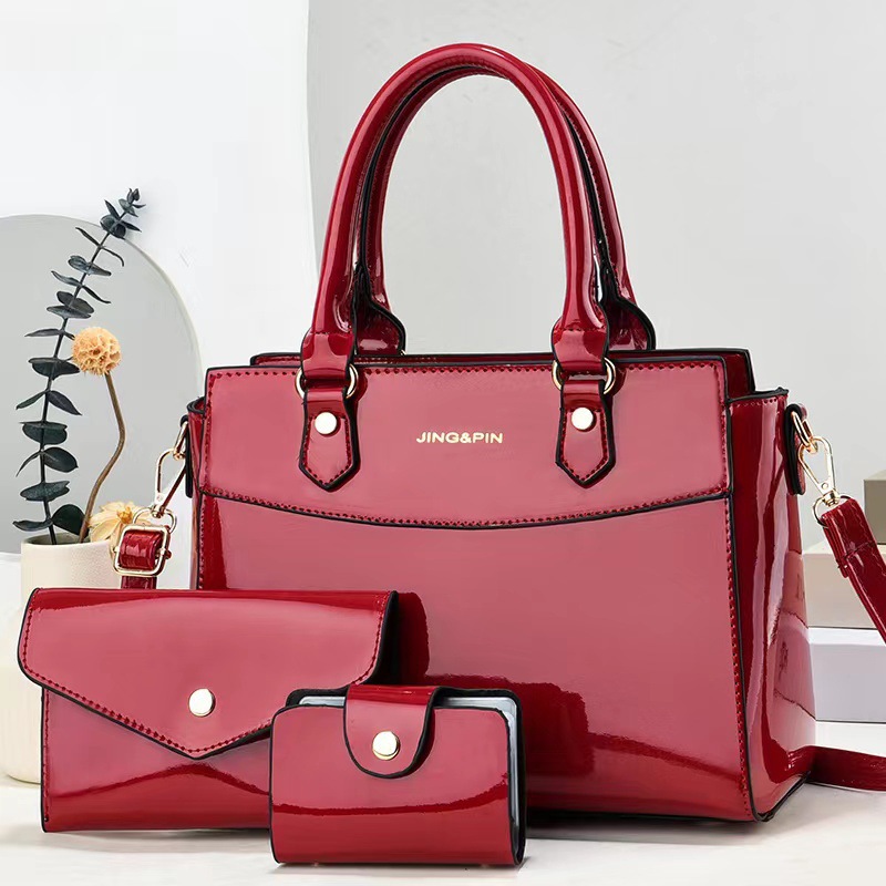 2025 New Outdoor Style Luxury Free Delivery Designer Bag 3-piece Shiny Leather Designer Women's Crossbody Wallet Shoulder Travel Shopping Handbag