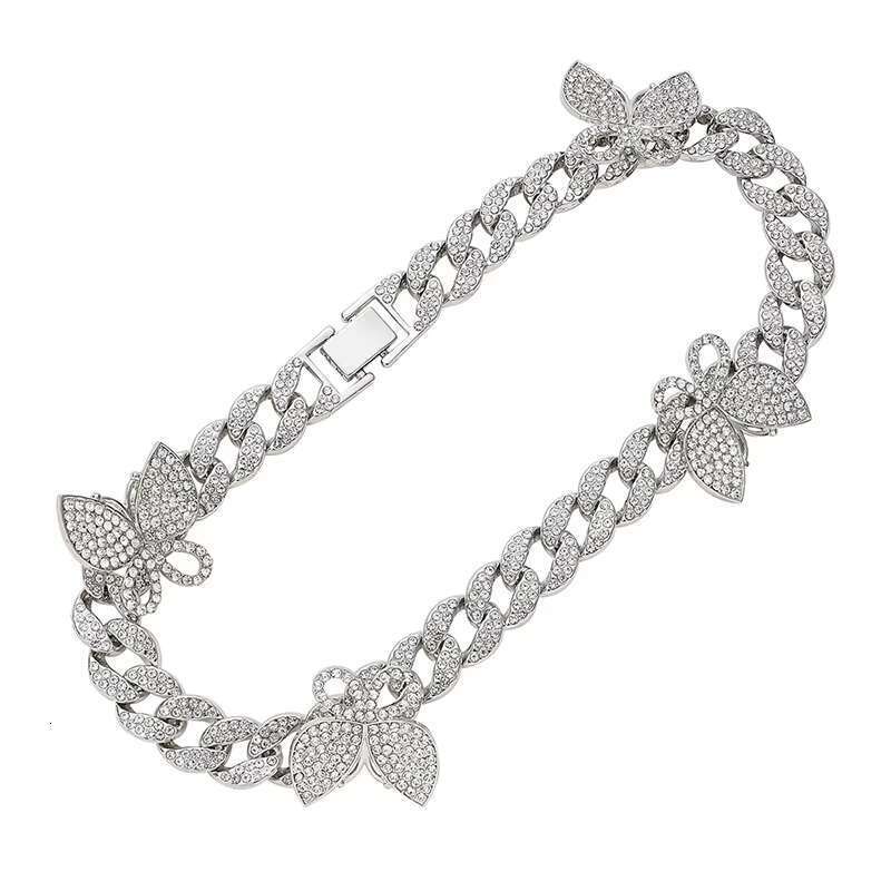 DHcollection Butterfly Hip Hop Gold Jewelry Necklace and Bracelet