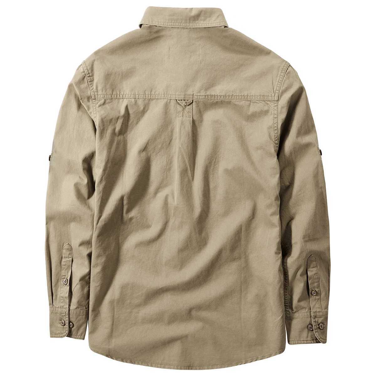 Mens Spring Multiple Military Tactical Shirt Ma Autumn Breathable Shirt Long Seven Work Camisa Cargo Shirt W250415