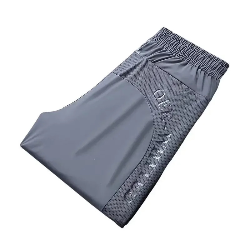 Mens Ice Silk Pants Summer Thin Quick Drying Sports Leisure Loose and Breathable Air Conditioning Trouser 250410