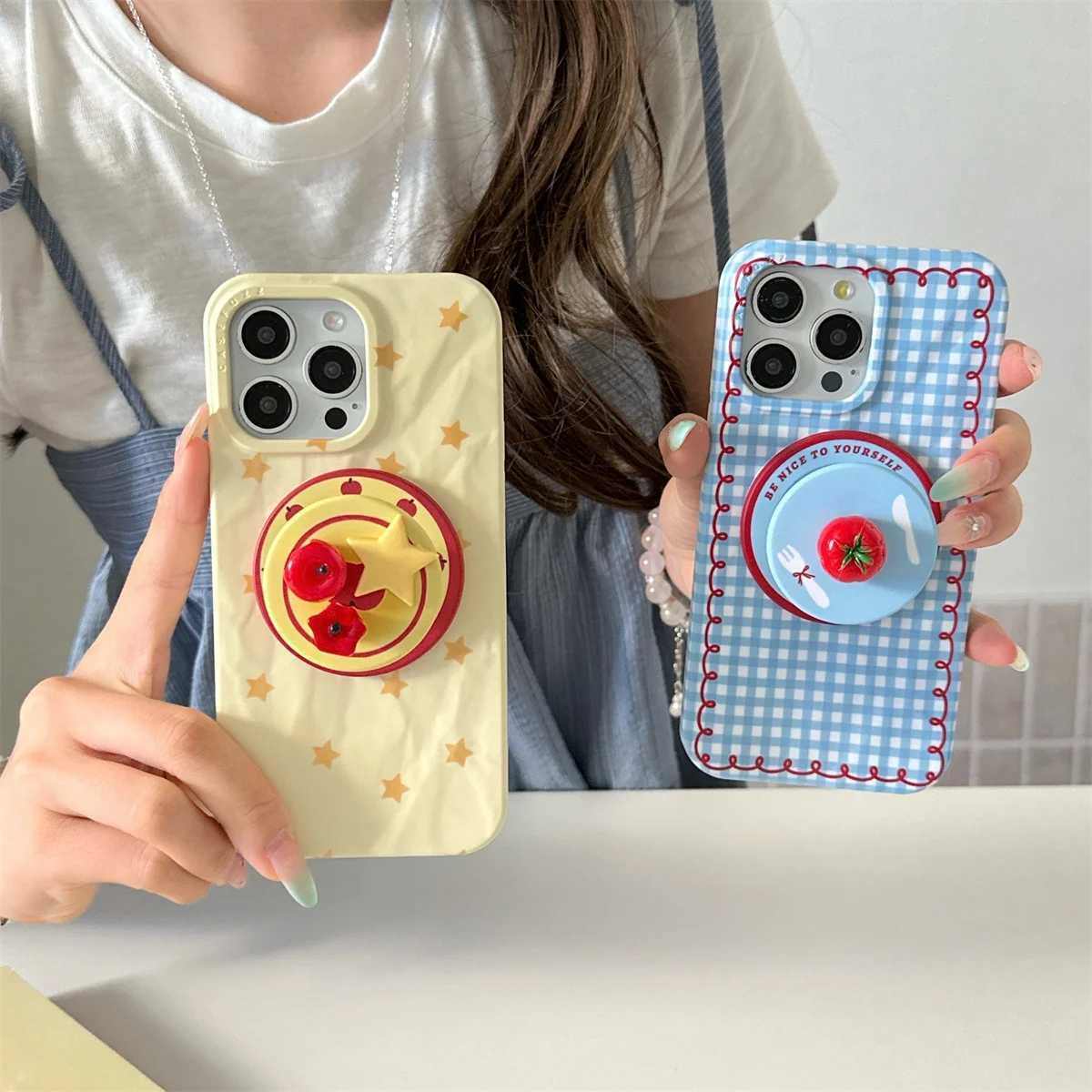 Fashion Wrinkle Texture Plaid Pattern Magnetic Phone Case For iPhone 16 Pro 15 14 Pro Max Cover with Stand Cute Cases J251202