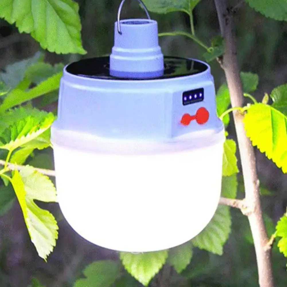 Camping Lantern Solar LED Light DC Fast Charging Portable Bulb 5Lighting Modes Tent Hanging Bulb for Outdoor Hiking Emergency M251115