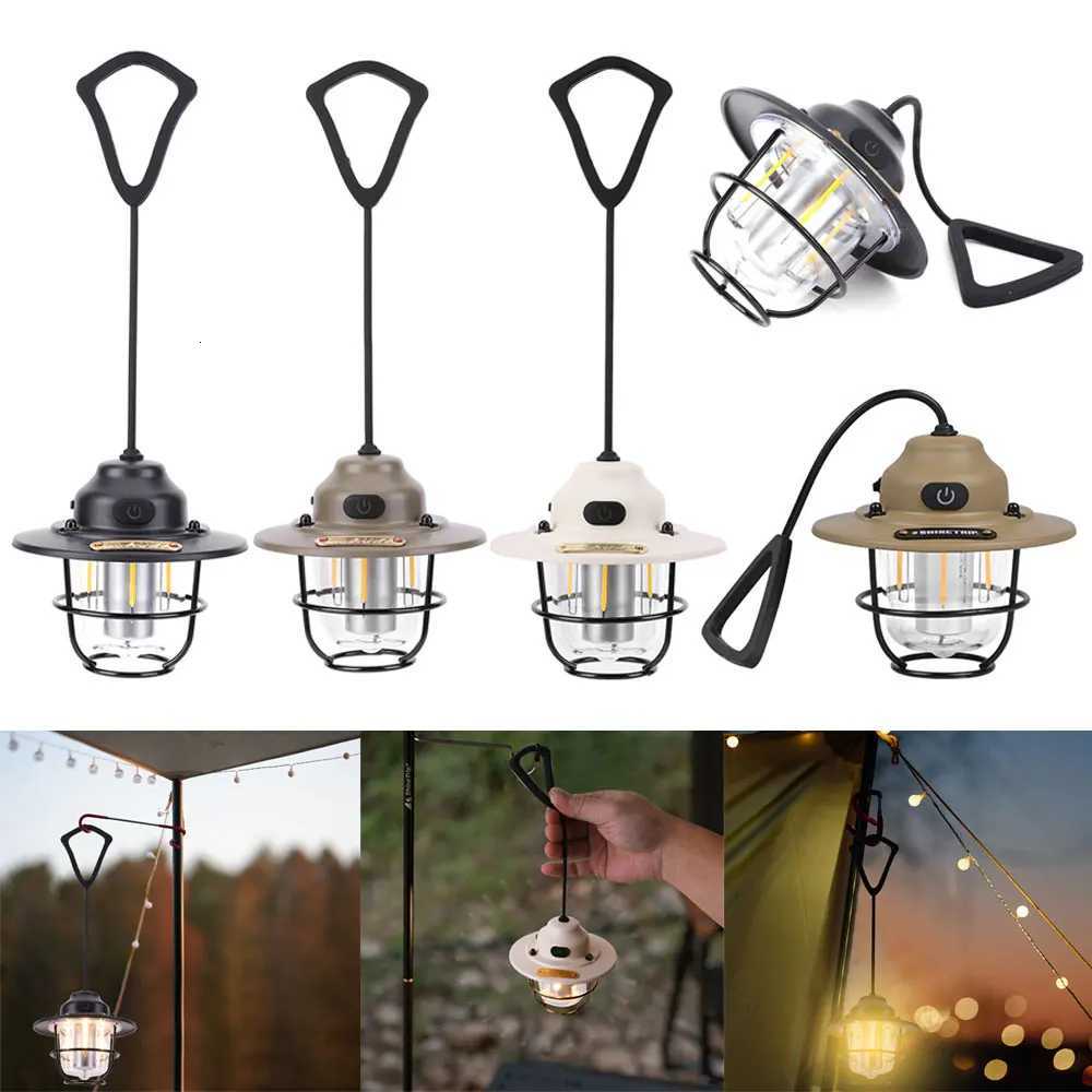 Camping Light 1200mAh Mini Metal Chandelier 2700K/6500K Retro Atmosphere Chandelier Stepless Dimming Type C Charging for Fishing M251115