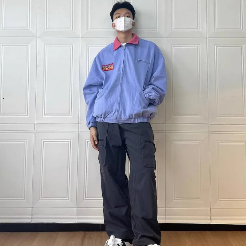 Retro purple spring jacket mens and womens bomber spring autumn loose Harajuku university jacket zipper street unisex hip-hop jacket 250415