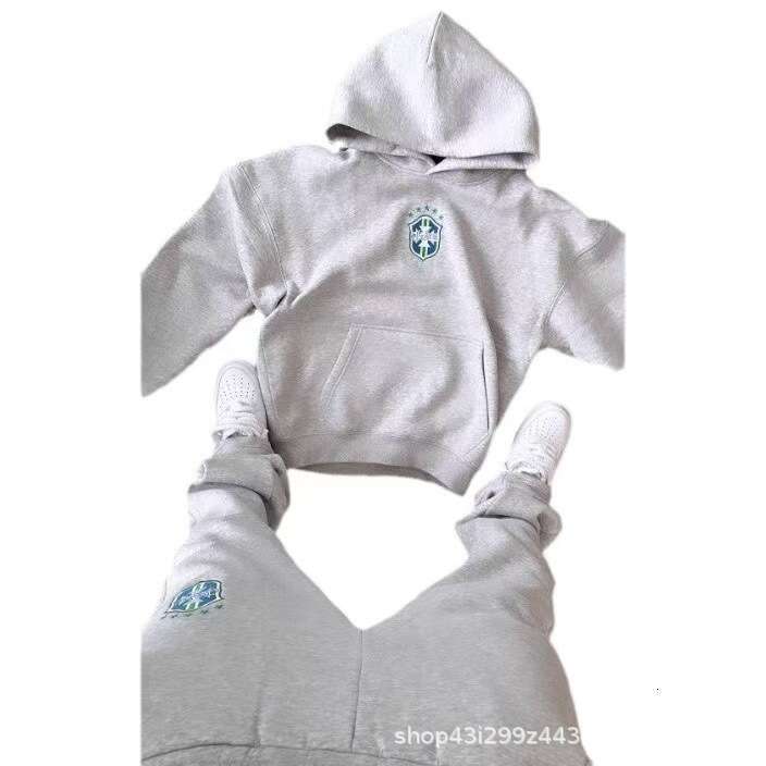 Mm New Autumn And Winter Brand Fashionable Printed Pullover Long Sleeved Hooded Sweatshirt Set For Men's Casual Versatile Jacket Trendy