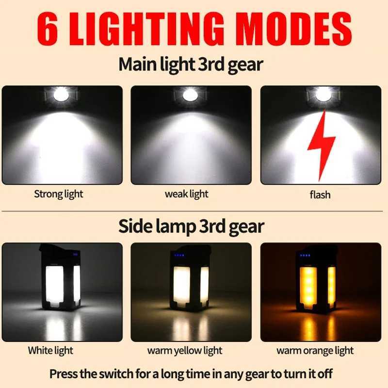 Christmas Outdoor Solar Light Rechargeable Flashlight Portable Power Bank Lamp LED Hanging Tent Light for Camping Hiking Fishing M251115