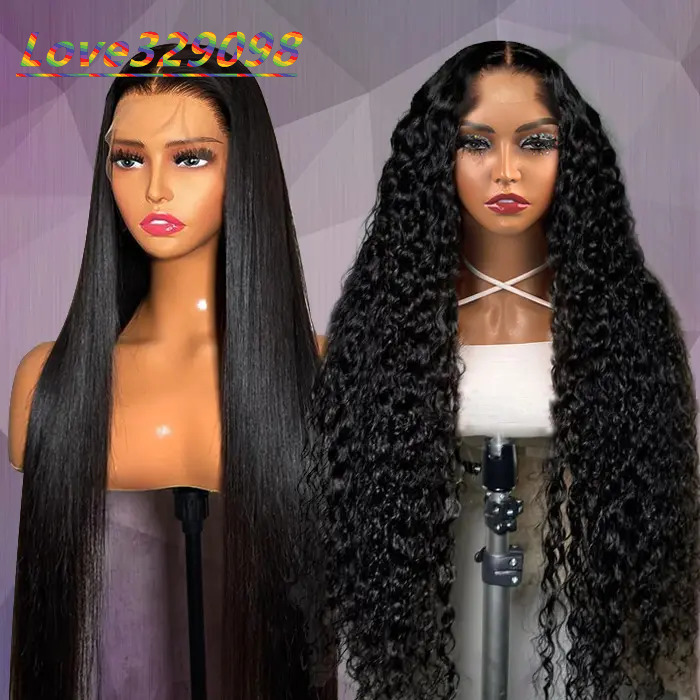 Raw Indian Hair Transparent Lace Front Human Hair Wigs Cuticle Aligned Deep Wave Full HD Lace Frontal Wigs for Black Women