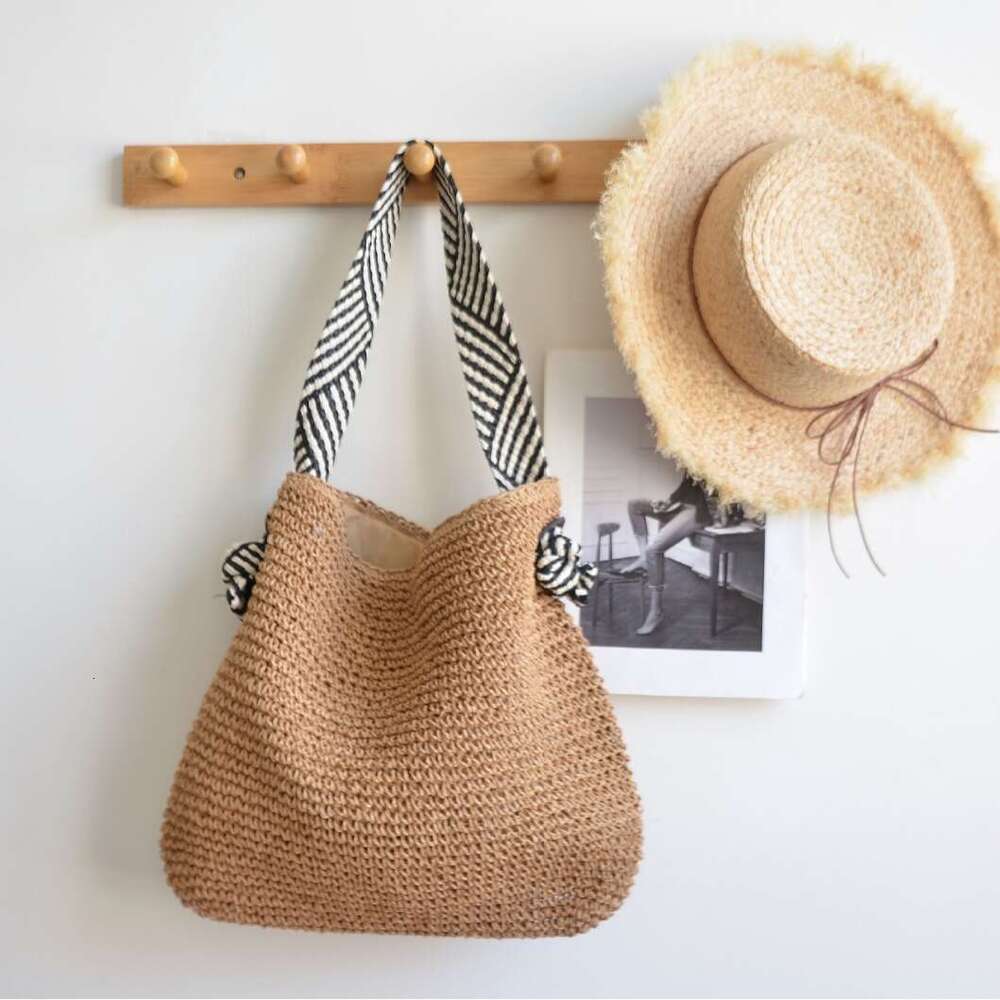 Handmade Beach Bag Han Feng Ins Grass 2024 New Handmade Underarm Versatile Navy Blue With Handheld Woven Bag Kq2