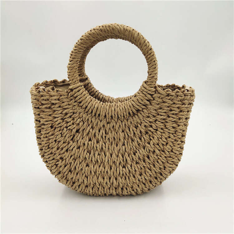 Handmade Beach Bag Straight Small Fresh Handmade Popular New Women's Bag, Hand-Held Crossbody Straw Woven Bag Kq2