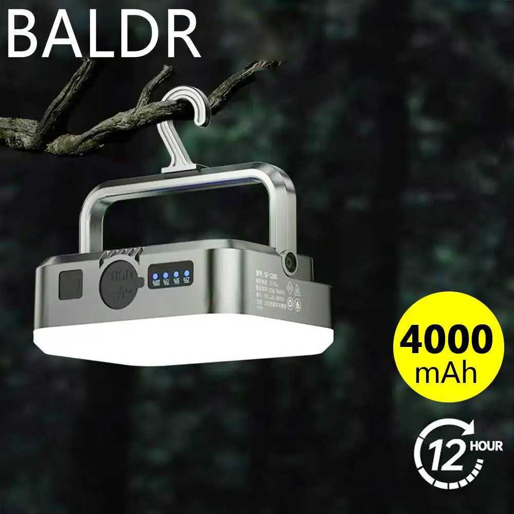 BALDR Outdoor Portable Camping Light Solar Charging 4000mah Large Capacity Power Bank Intelligent Display Portable Hanging Light M251115