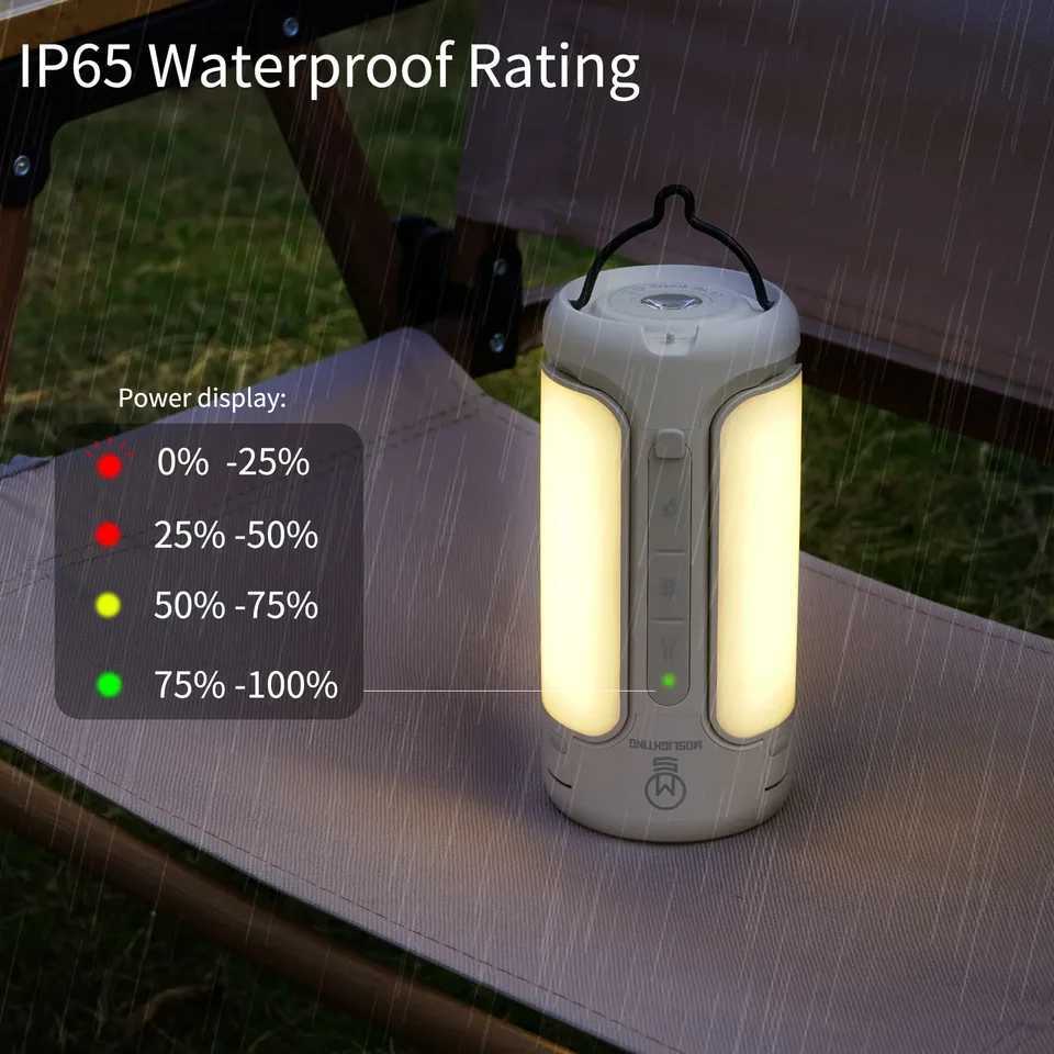 MOSLIGHTING Camping Lantern with Wireless Speaker Portable Flashlights Outdoor Rechargeable Foldable Hanging Tent Lamp M251115