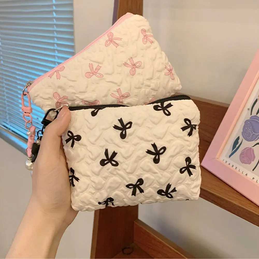 Fresh floral bedding cotton makeup bag small bow large capacity travel makeup bag girls makeup bagXJ250415